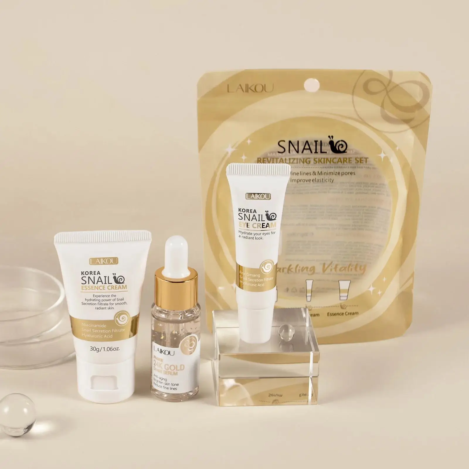 Luxury Skincare Essence - 24K Gold Snail Repair Serum Eye
