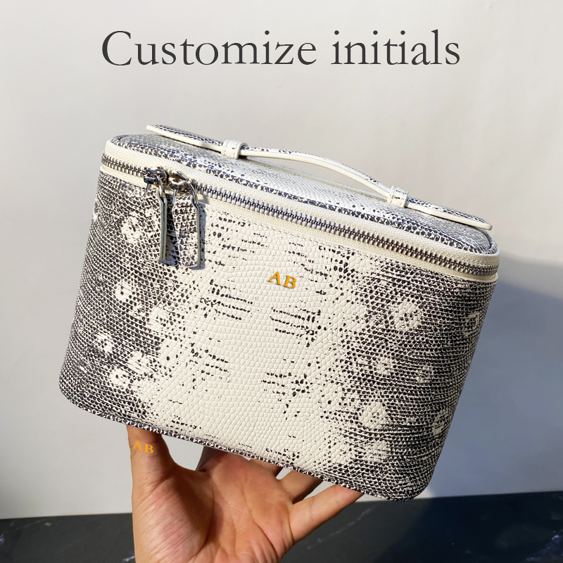 Luxury Skincare Packaging Wholesale - Customize Initials Leather Lizard Pattern With