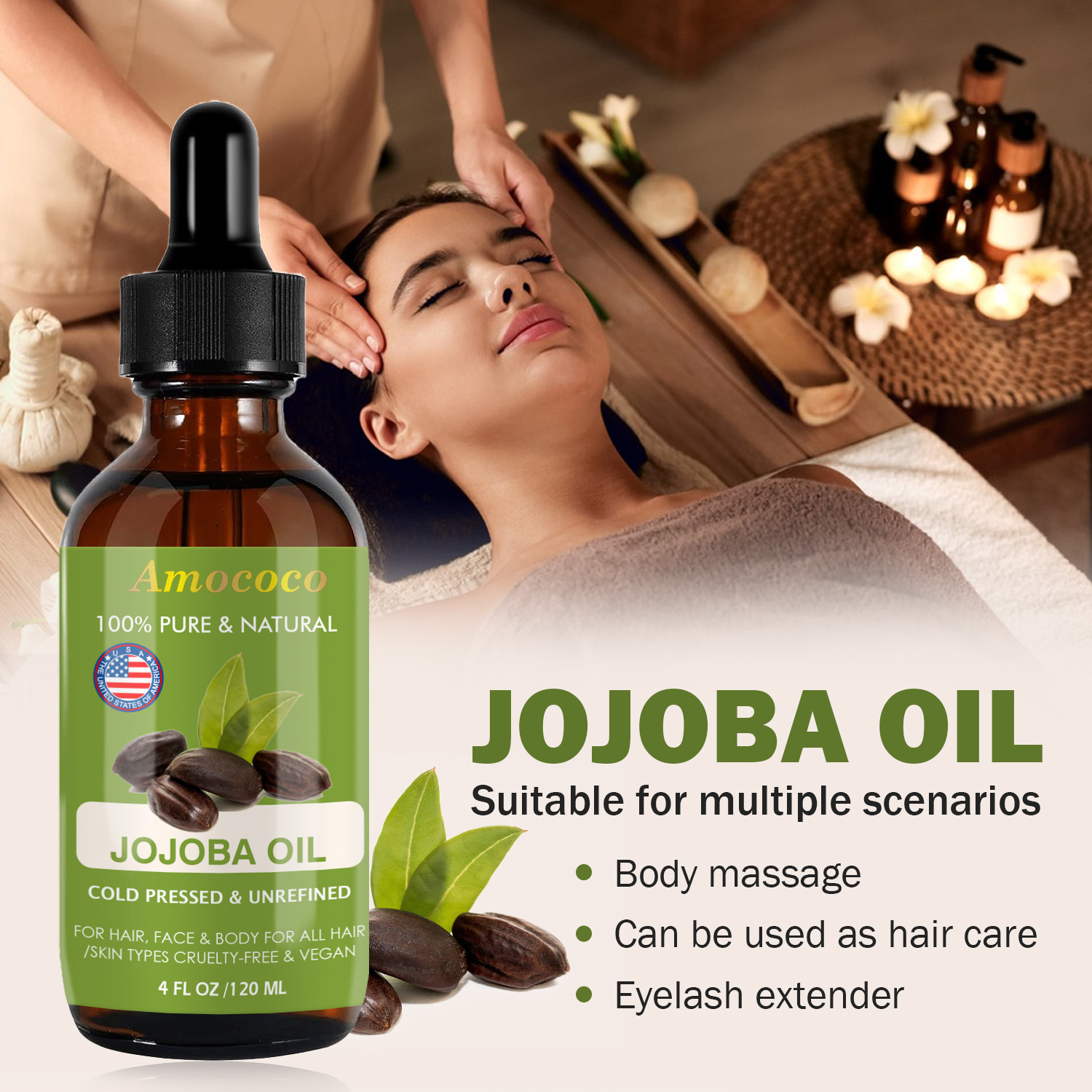 Amococo 2pcs Jojoba Oil and Ro - Cold Pressed Rose Hip 评论和价格