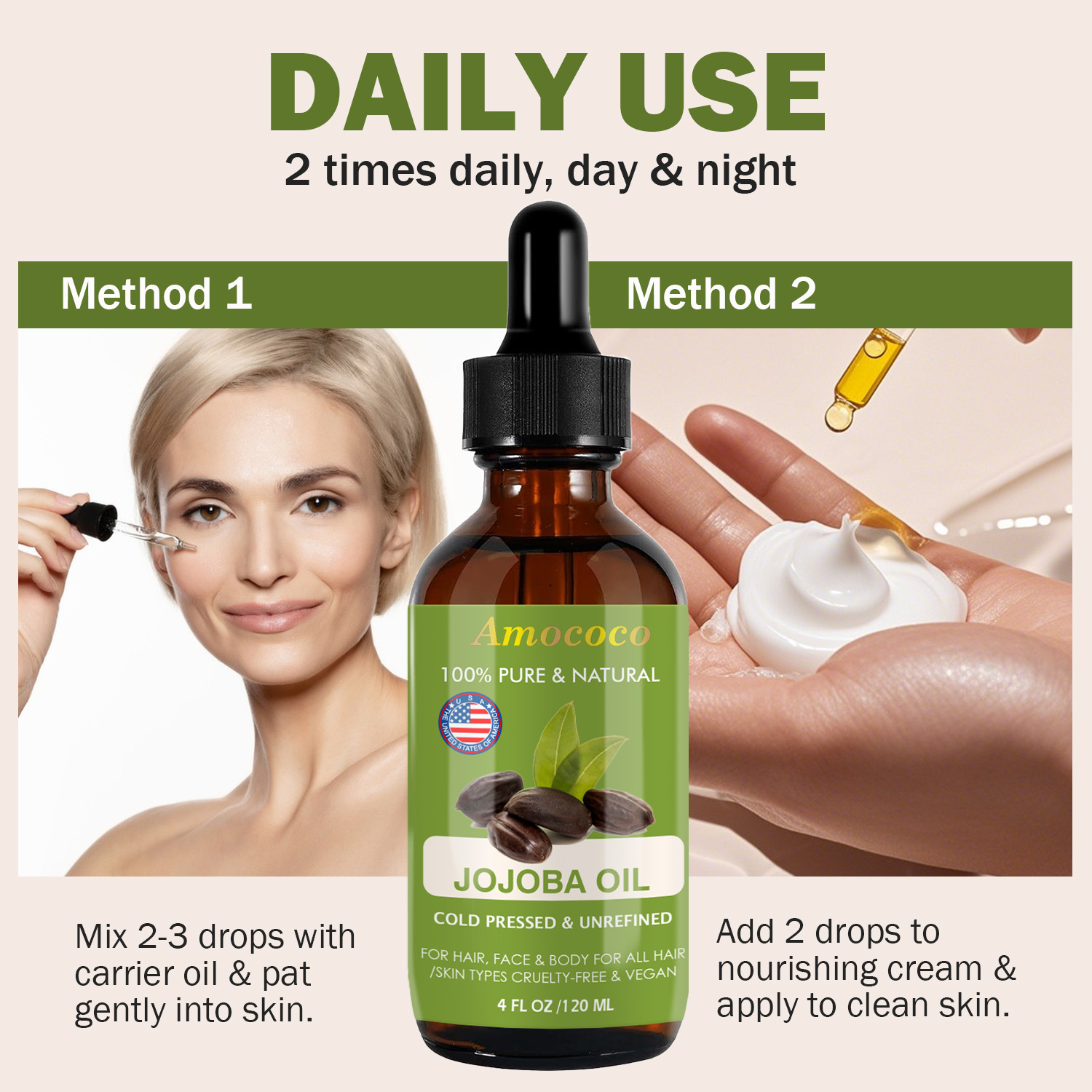 Amococo 2pcs Jojoba Oil and Ro - Cold Pressed Rose Hip 评论和价格